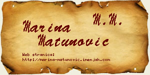 Marina Matunović vizit kartica